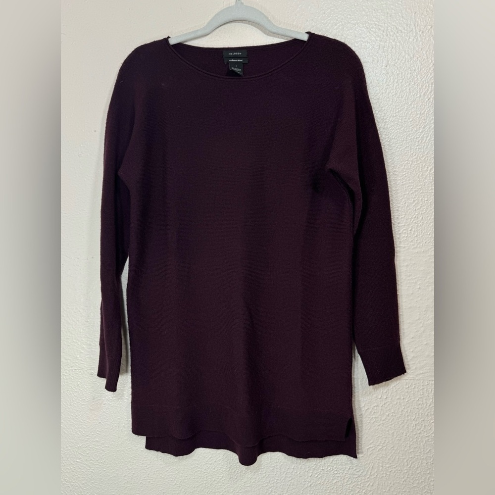 Halogen Wool & Cashmere Blend Pullover Dark Purple Sweater Women’s Size Small